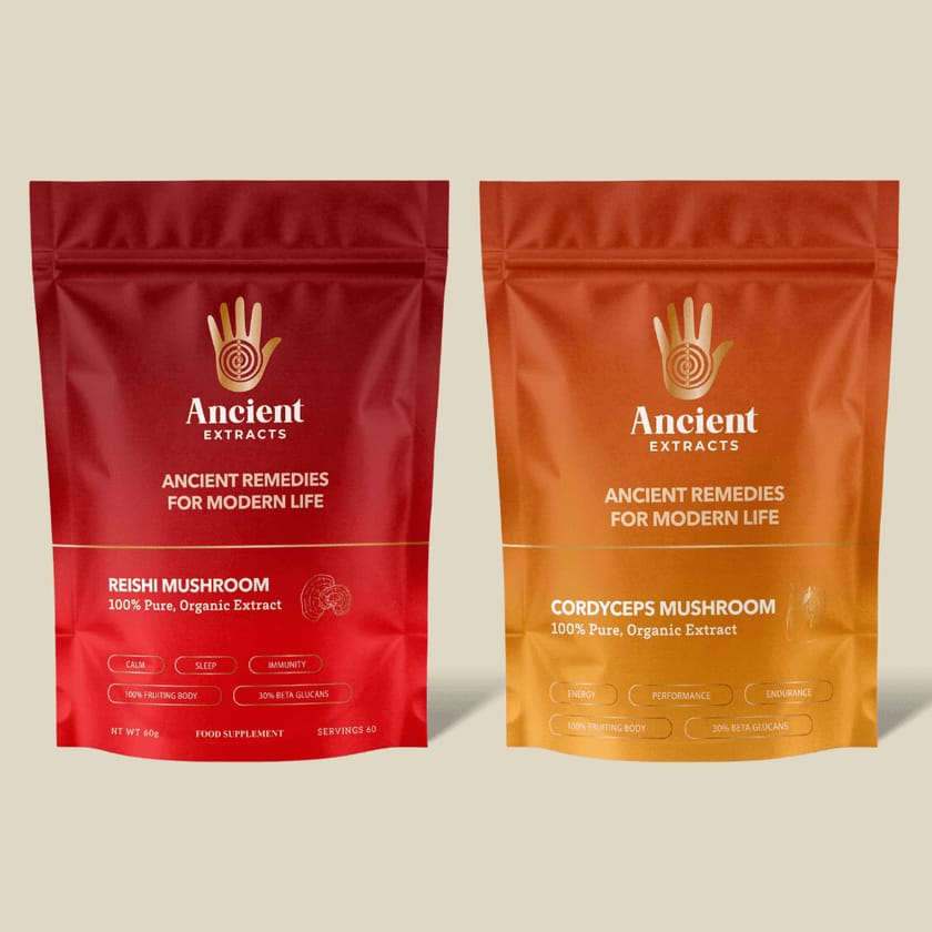 Balance Pair Reishi & Cordyceps Extracts - 30% Beta Glucans (60g each)