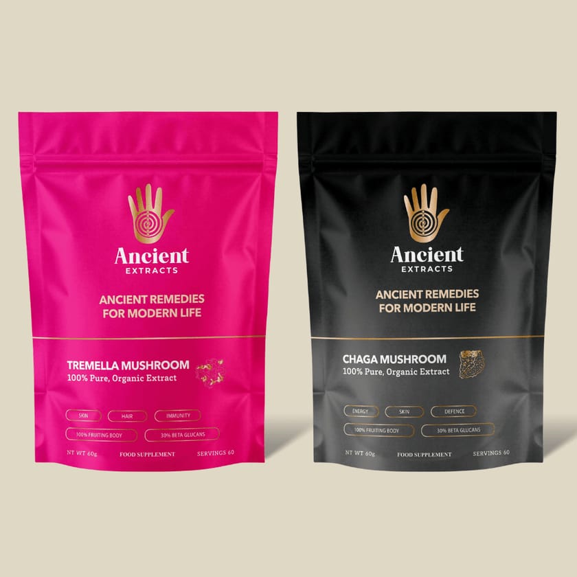 Beauty Pair Tremella & Chaga Mushroom Extracts - 30% Beta Glucans (60g each)
